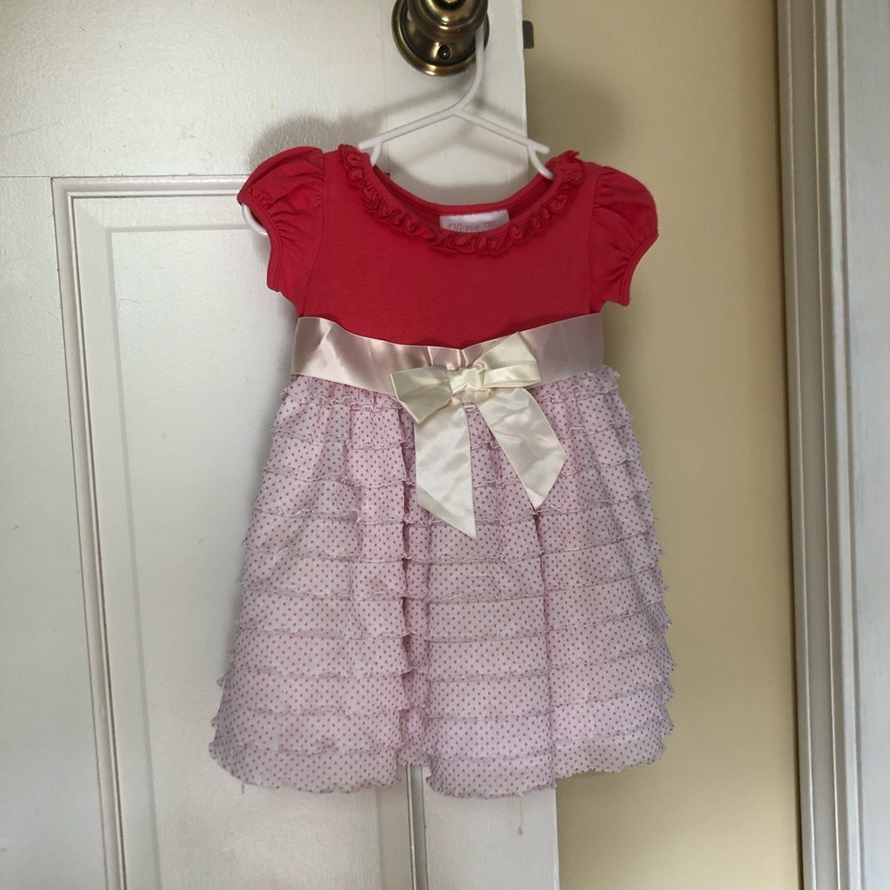 Coral and white dress
